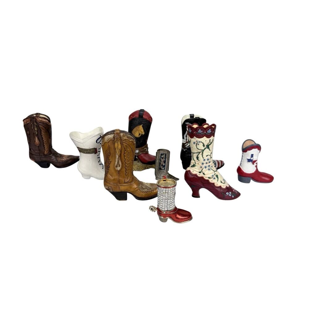 Holiday Western Miniature Cowboy Boots Decorative Individual Design  Set of 9